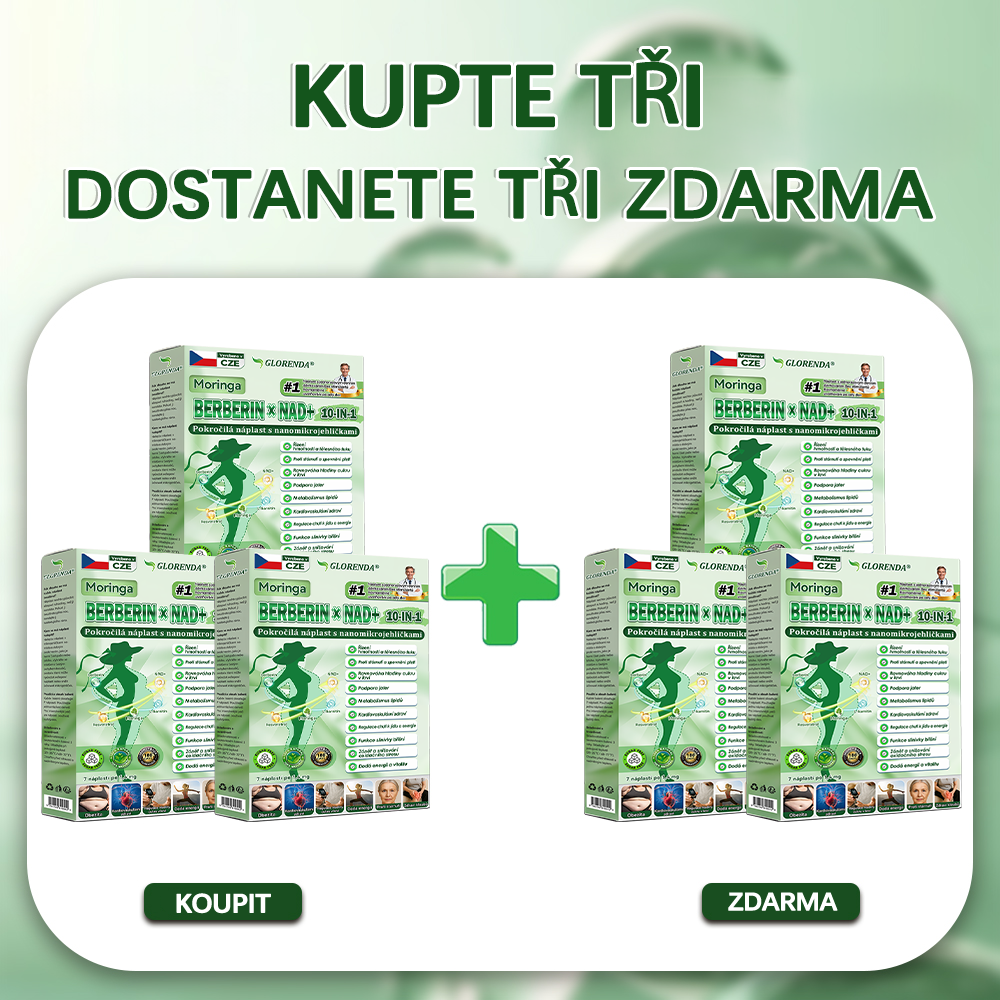 🎒Oficiální obchod|𝑮𝑳𝑶𝑹𝑬𝐍𝐃𝗔® Moringa·Berberin×NAD+10-v-1 Pokročilá Nano Mikronáplňová Náplast (pouze jednou denně, viditelné změny během 7 dní) ✅ Pro osoby s obezitou, povolenou kůží, cukrovkou, spánkovou apnoe, problémy se klouby a dalšími obtížemi.